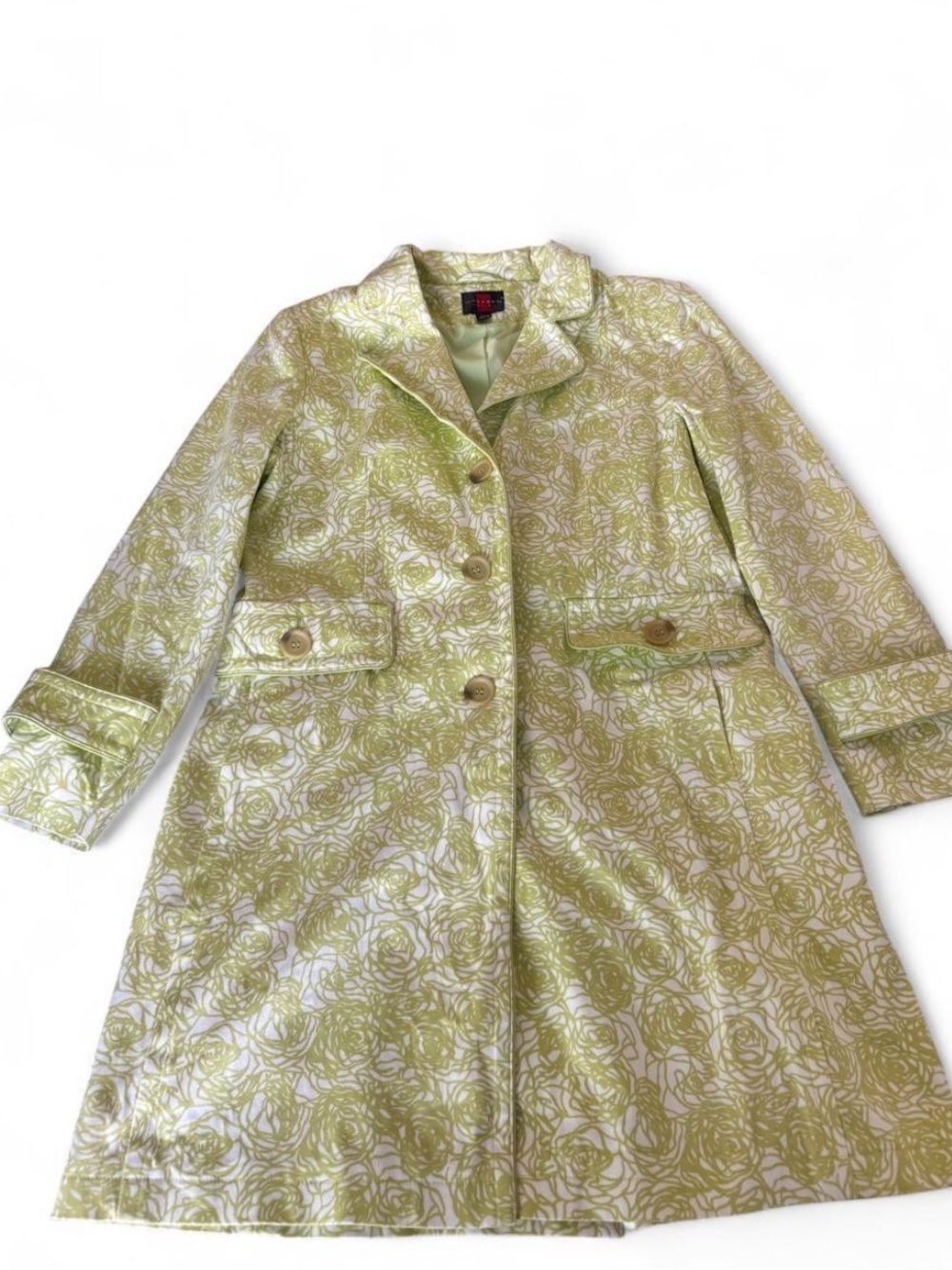 Gallery Green Floral Trench Coat